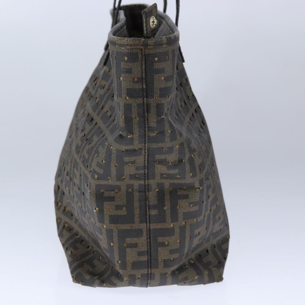 FENDI Zucca Canvas Tote Bag PVC Brown Black Gold 106827