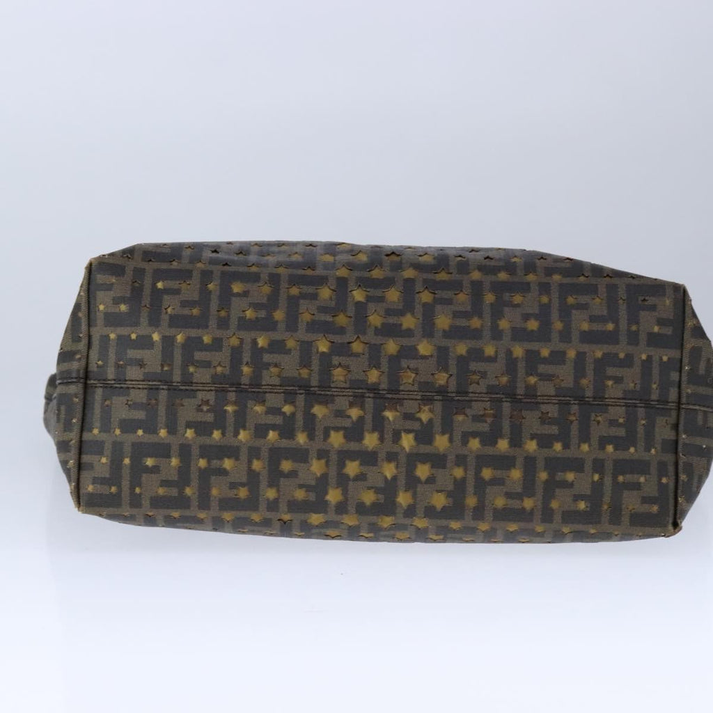FENDI Zucca Canvas Tote Bag PVC Brown Black Gold 106827