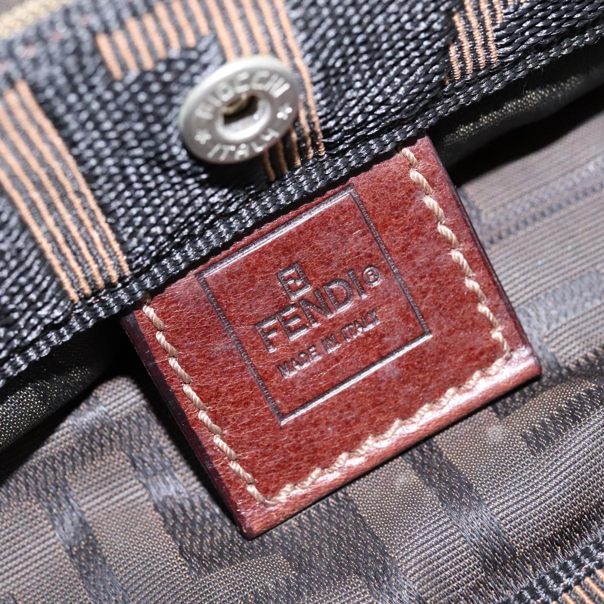 FENDI Zucca Canvas Tote Bag Brown Black Silver 106828