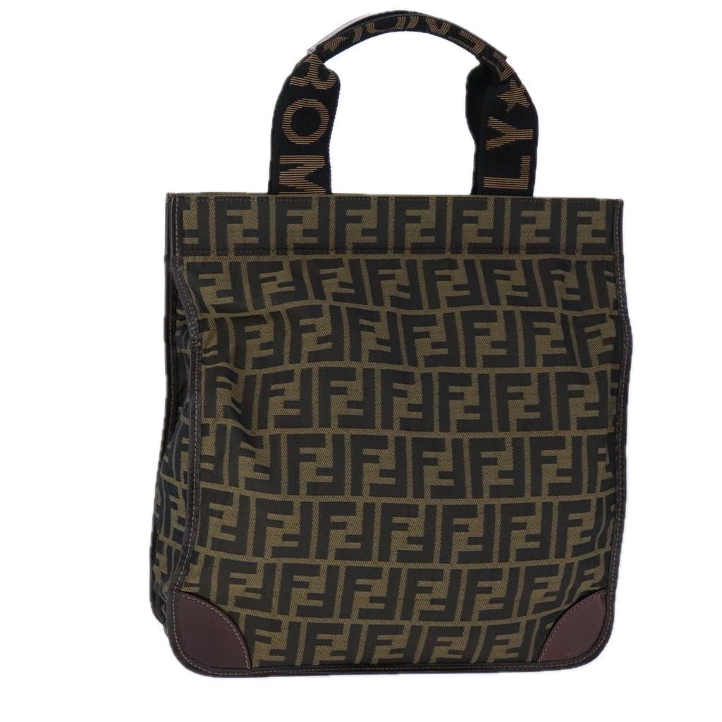 FENDI Zucca Canvas Tote Bag Brown Black Silver 106828