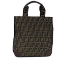 FENDI Zucca Canvas Tote Bag Brown Black Silver 106828