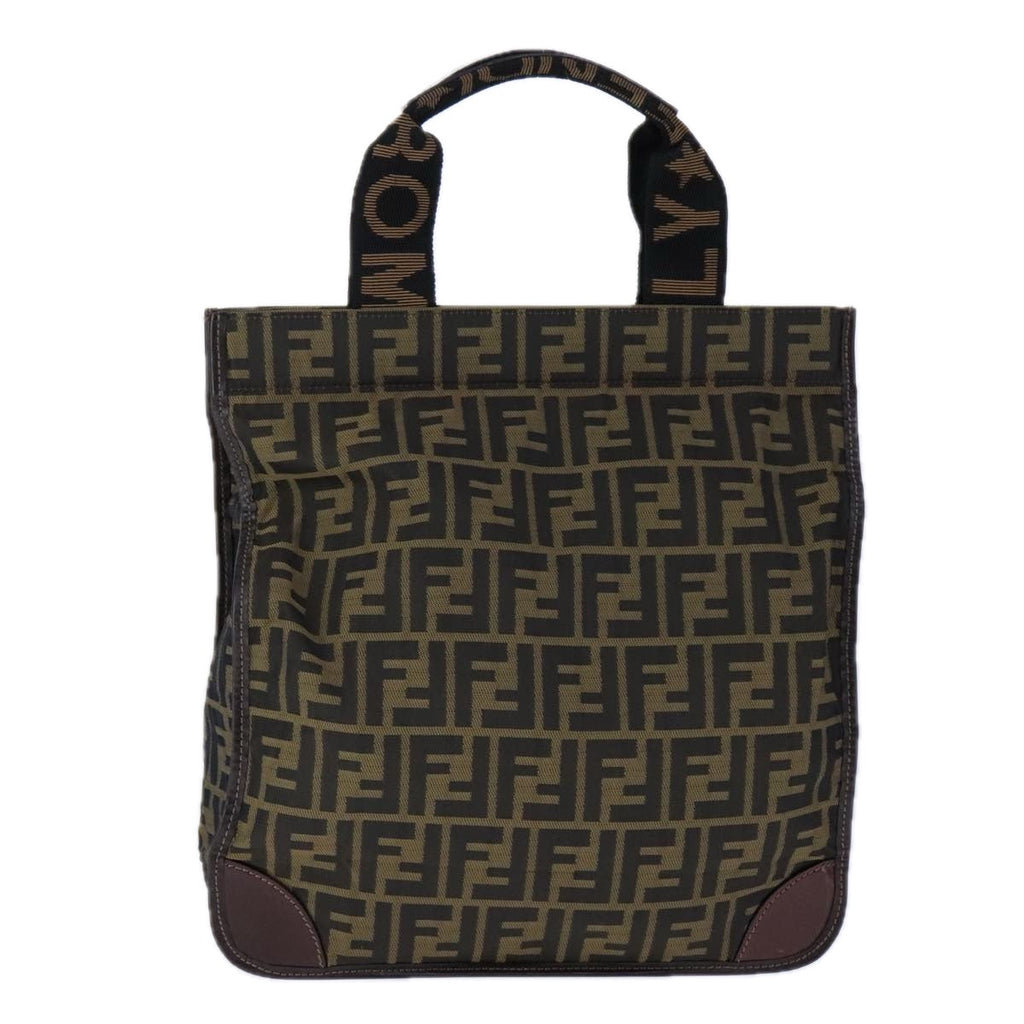 FENDI Zucca Canvas Tote Bag Brown Black Silver 106828