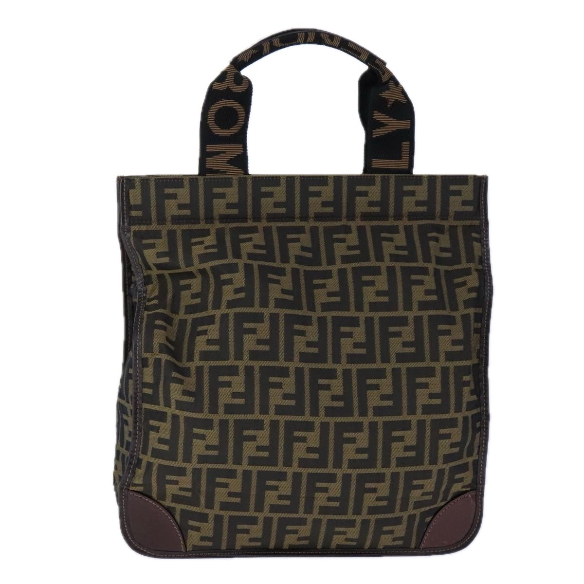 FENDI Zucca Canvas Tote Bag Brown Black Silver 106828
