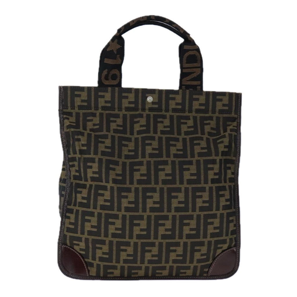 FENDI Zucca Canvas Tote Bag Brown Black Silver 106828