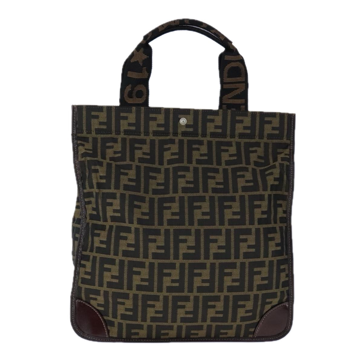FENDI Zucca Canvas Tote Bag Brown Black Silver 106828