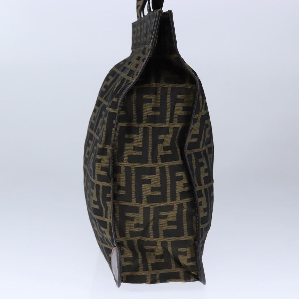 FENDI Zucca Canvas Tote Bag Brown Black Silver 106828