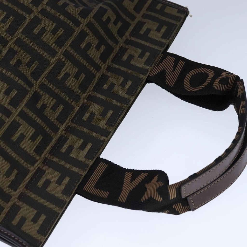 FENDI Zucca Canvas Tote Bag Brown Black Silver 106828