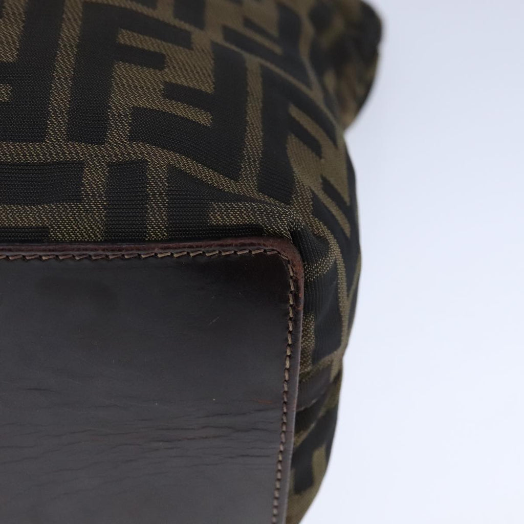 FENDI Zucca Canvas Tote Bag Brown Black Silver 106829