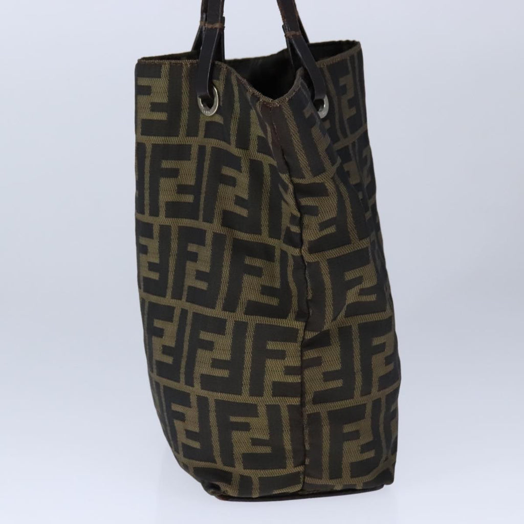 FENDI Zucca Canvas Tote Bag Brown Black Silver 106829