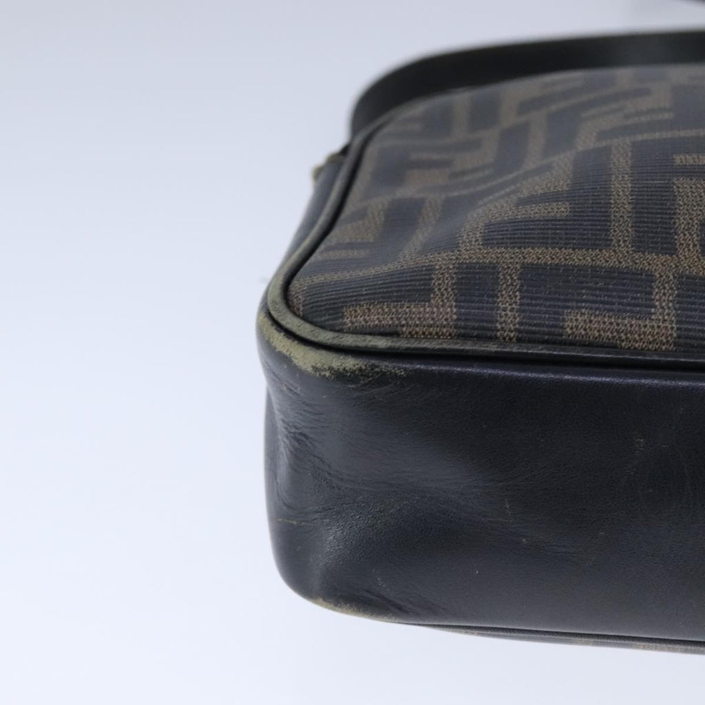 FENDI Zucca Canvas Shoulder Bag PVC Khaki Black Gold 106832