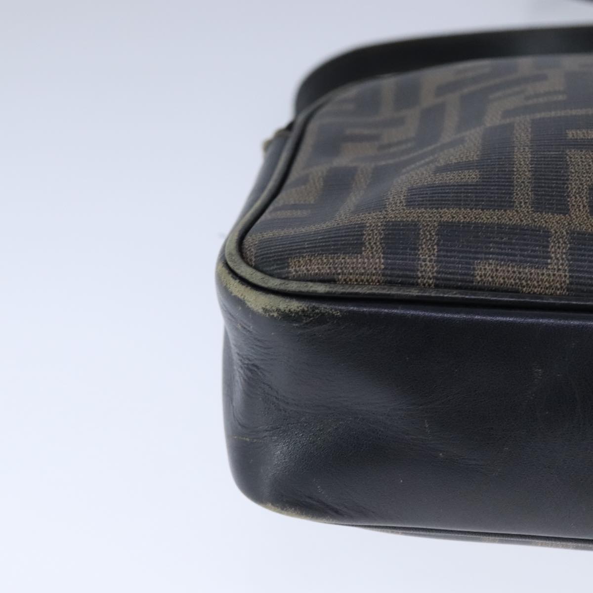 FENDI Zucca Canvas Shoulder Bag PVC Khaki Black Gold 106832