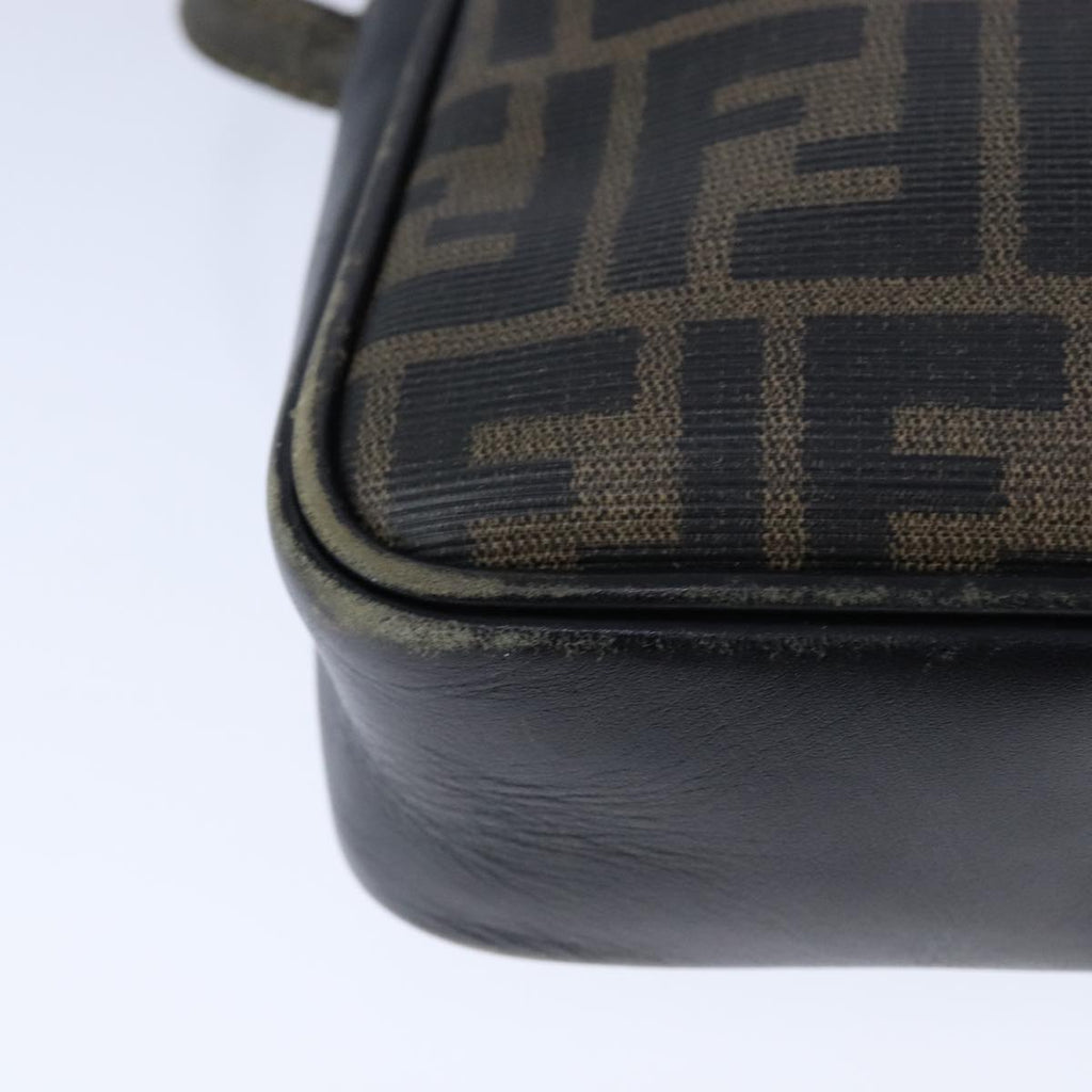 FENDI Zucca Canvas Shoulder Bag PVC Khaki Black Gold 106832