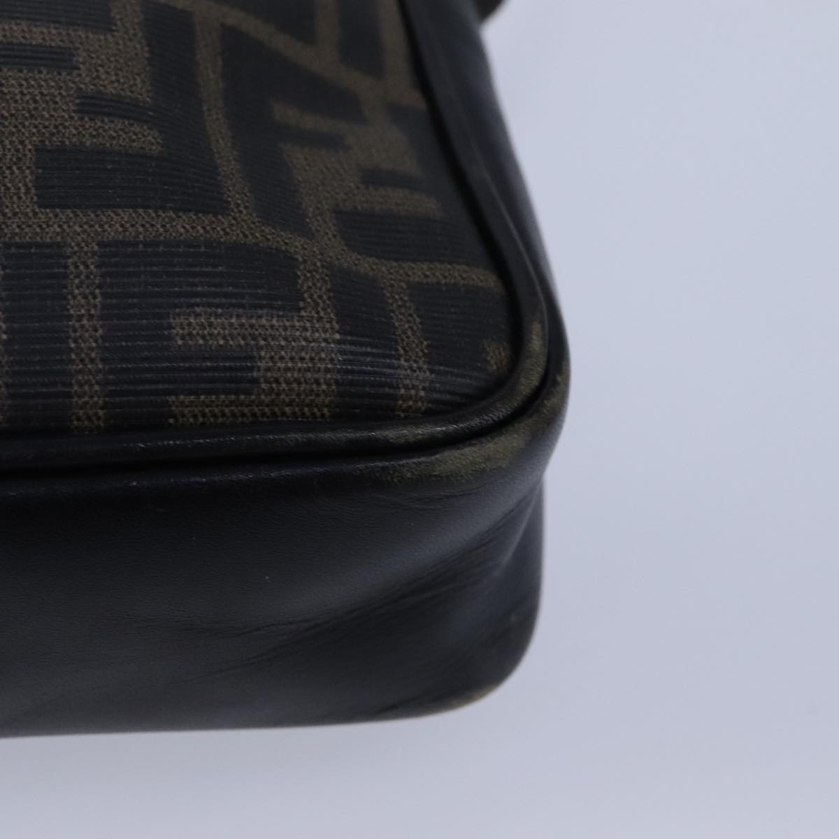 FENDI Zucca Canvas Shoulder Bag PVC Khaki Black Gold 106832