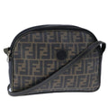 FENDI Zucca Canvas Shoulder Bag PVC Khaki Black Gold 106832