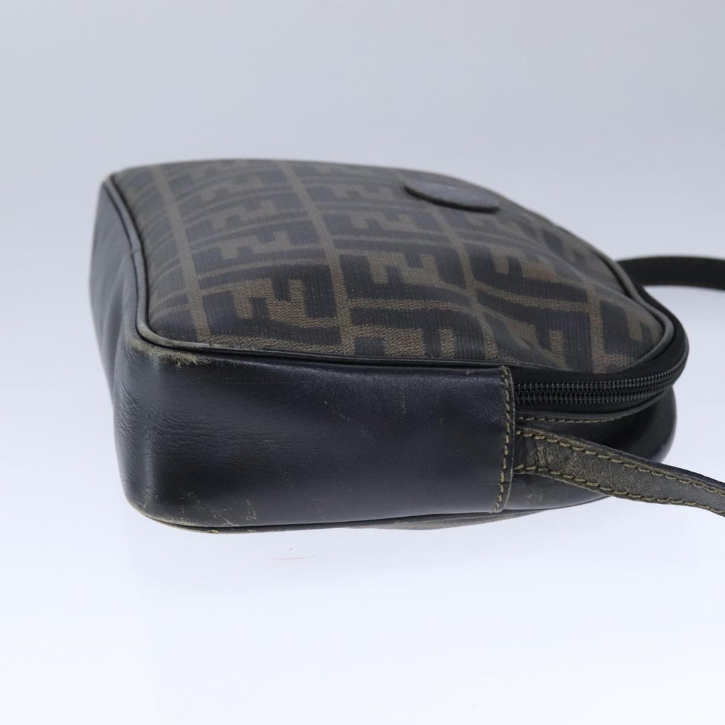 FENDI Zucca Canvas Shoulder Bag PVC Khaki Black Gold 106832