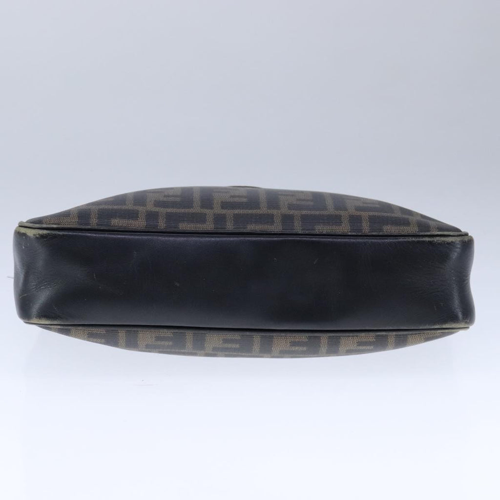 FENDI Zucca Canvas Shoulder Bag PVC Khaki Black Gold 106832