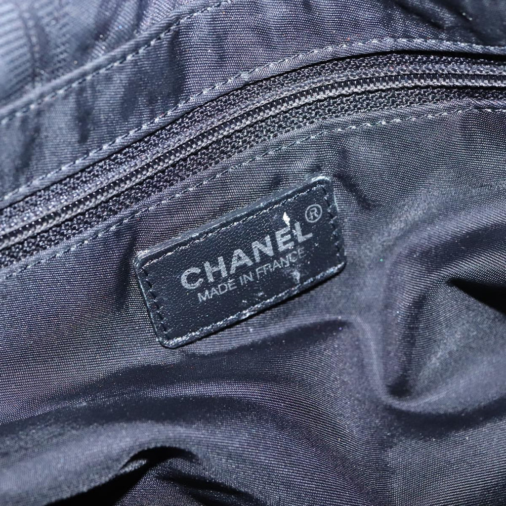 CHANEL New travel line Tote Bag Nylon Leather Black CC 106833