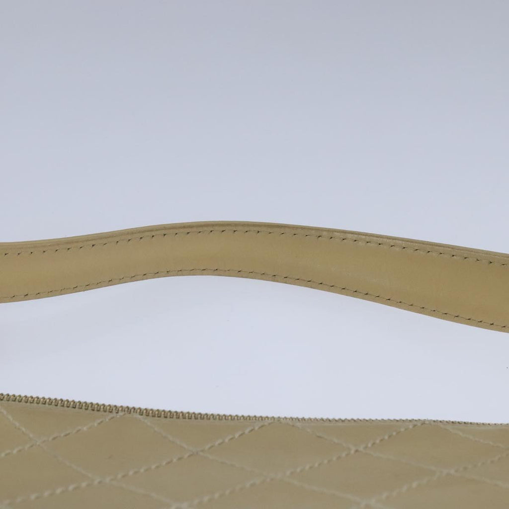 CHANEL Wild Stitch Matelasse Shoulder Bag Leather Beige Gold CC 106837