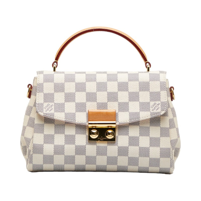 Louis Vuitton Damier Azur Handbag Shoulder Bag 2WAY N41581 White PVC Leather  Louis Vuitton