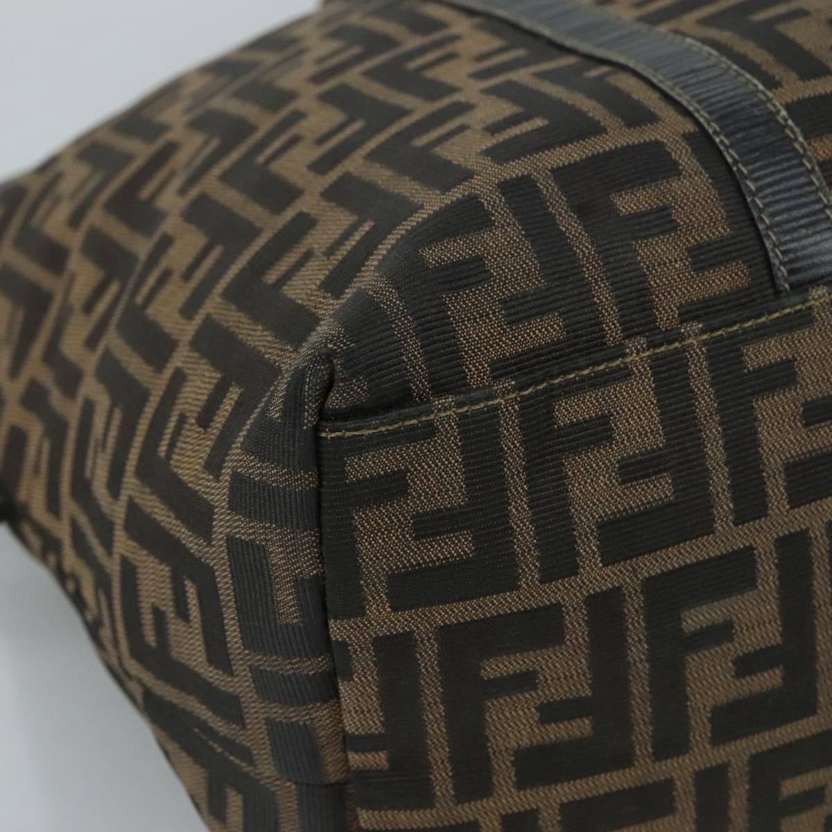 FENDI Zucca Canvas Shoulder Bag Brown Black 106963