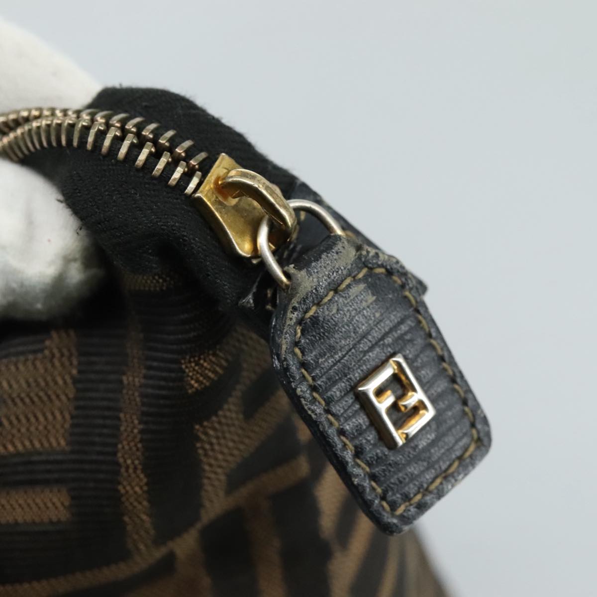 FENDI Zucca Canvas Shoulder Bag Brown Black 106963