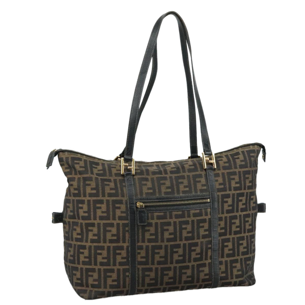 FENDI Zucca Canvas Shoulder Bag Brown Black 106963