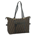 FENDI Zucca Canvas Shoulder Bag Brown Black 106963