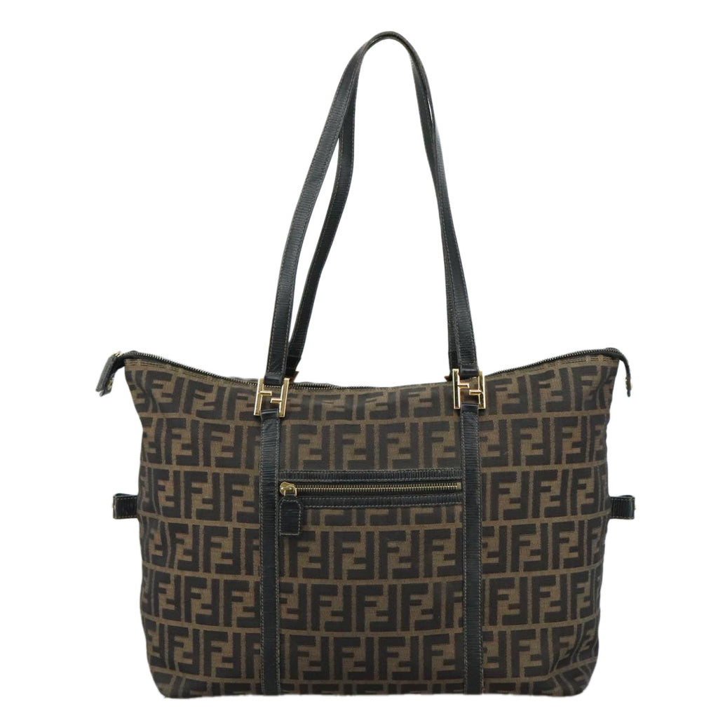 FENDI Zucca Canvas Shoulder Bag Brown Black 106963
