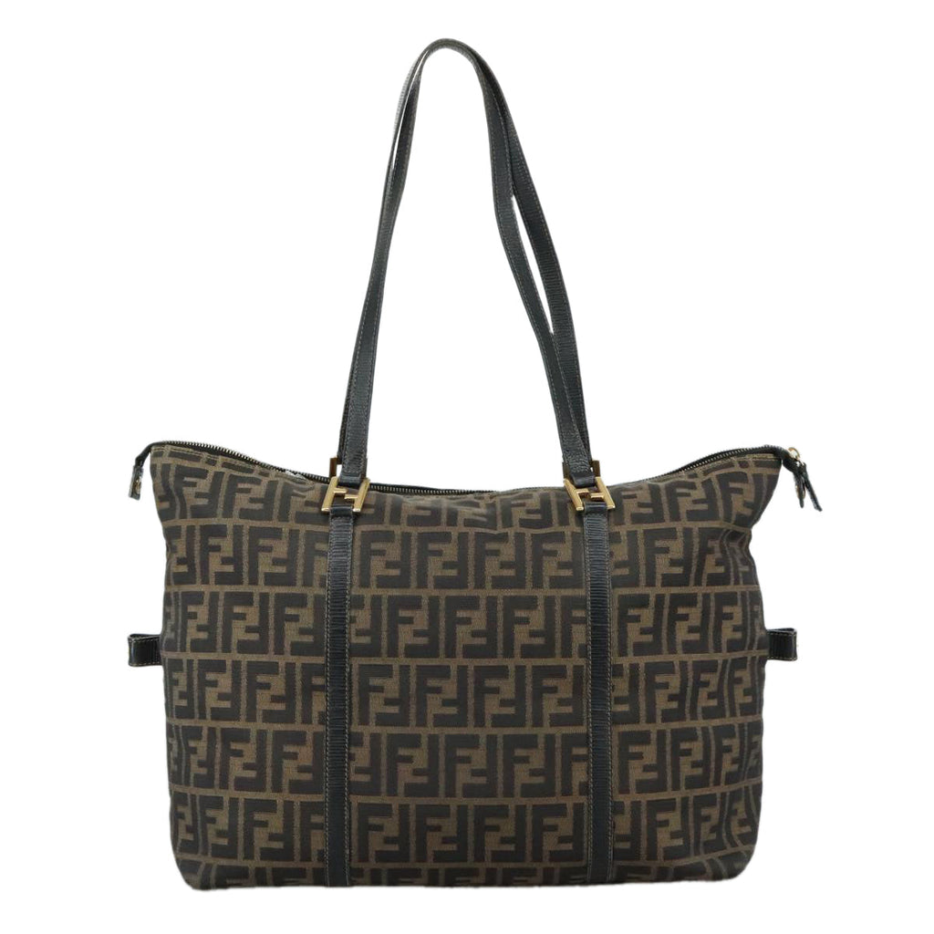 FENDI Zucca Canvas Shoulder Bag Brown Black 106963