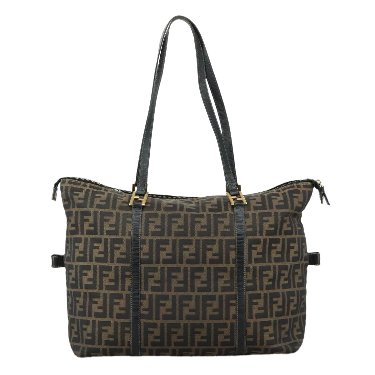 FENDI Zucca Canvas Shoulder Bag Brown Black 106963