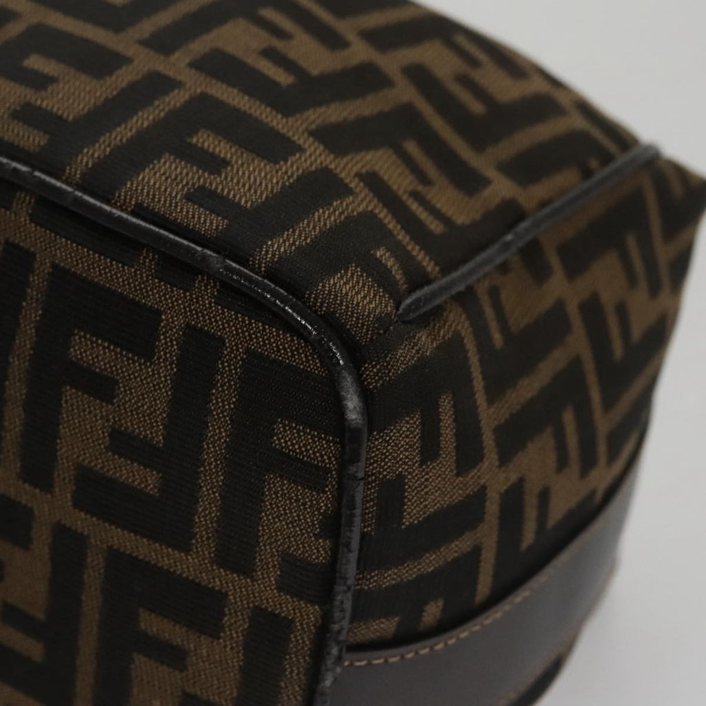 FENDI Zucca Canvas Vanity Pouch Brown Black gold 107233
