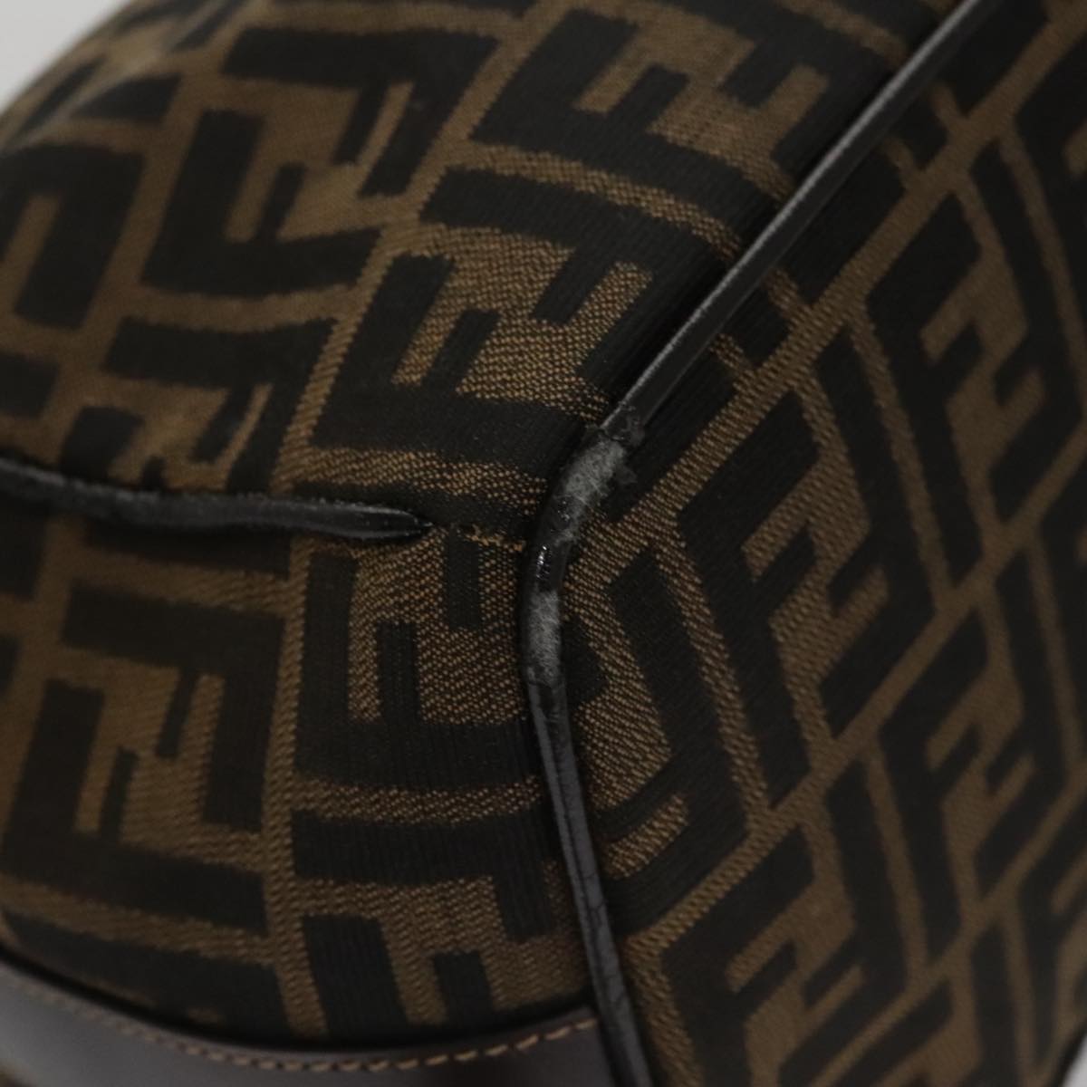 FENDI Zucca Canvas Vanity Pouch Brown Black gold 107233