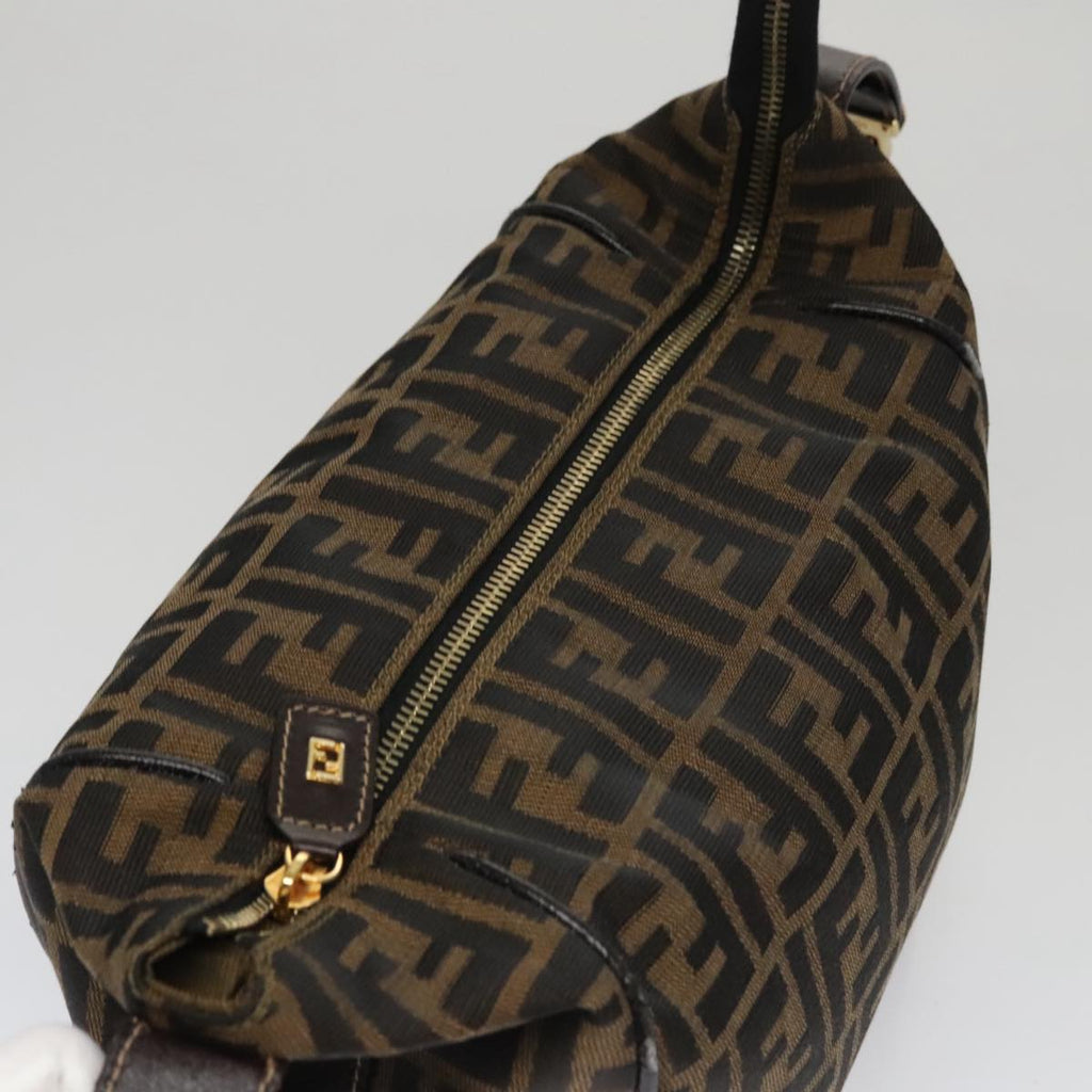 FENDI Zucca Canvas Vanity Pouch Brown Black gold 107233