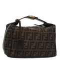 FENDI Zucca Canvas Vanity Pouch Brown Black gold 107233