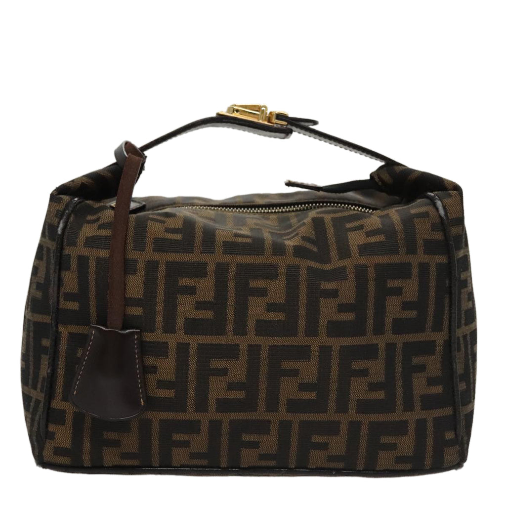 FENDI Zucca Canvas Vanity Pouch Brown Black gold 107233