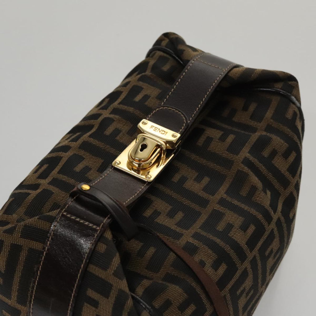 FENDI Zucca Canvas Vanity Pouch Brown Black gold 107233