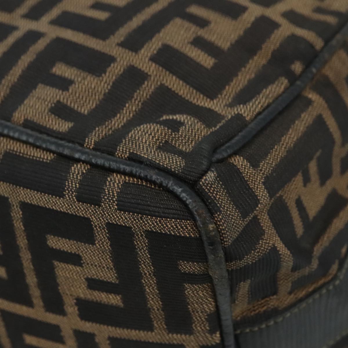FENDI Zucca Canvas Vanity Pouch Brown Black 107277