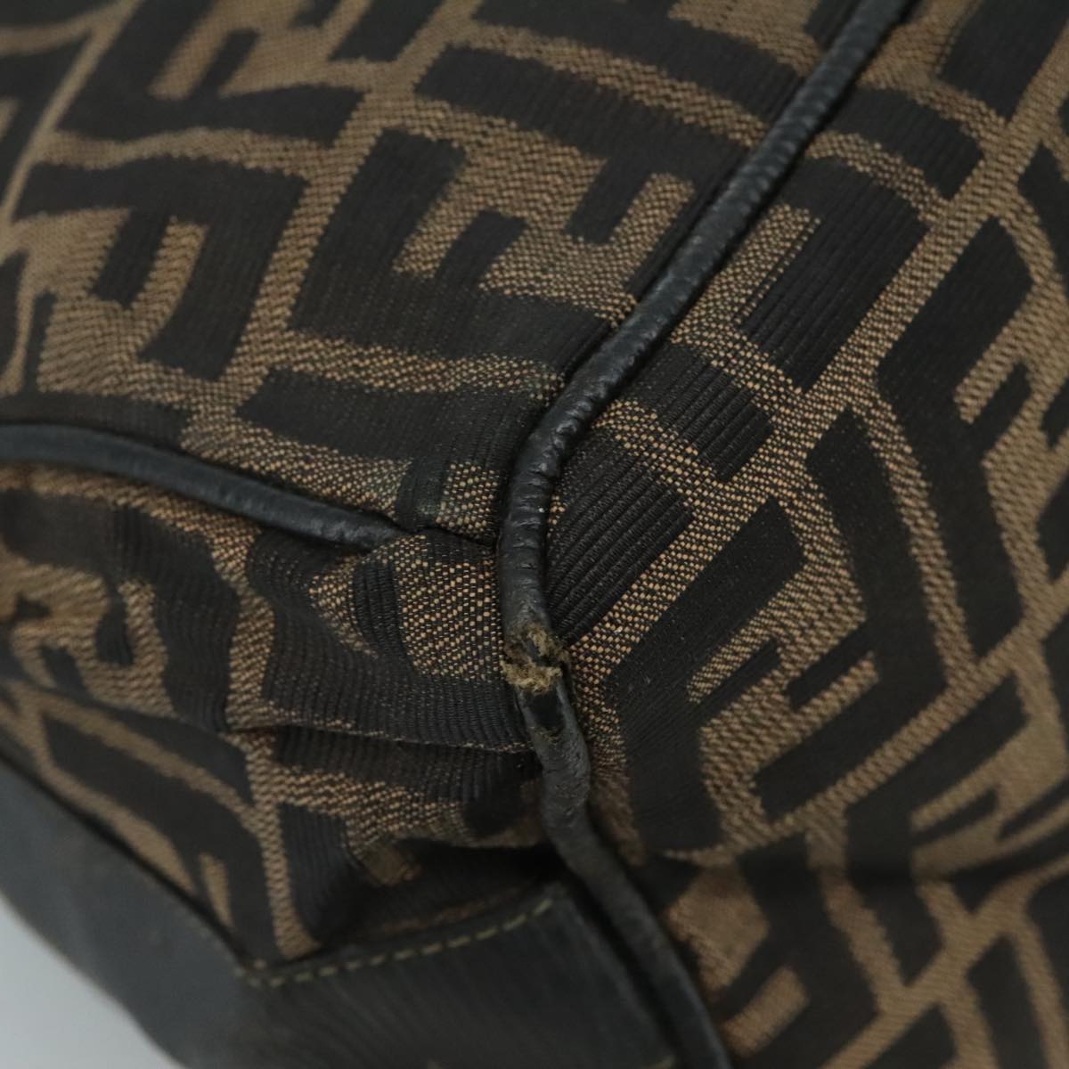 FENDI Zucca Canvas Vanity Pouch Brown Black 107277
