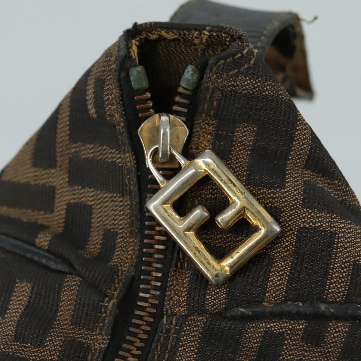 FENDI Zucca Canvas Vanity Pouch Brown Black 107277