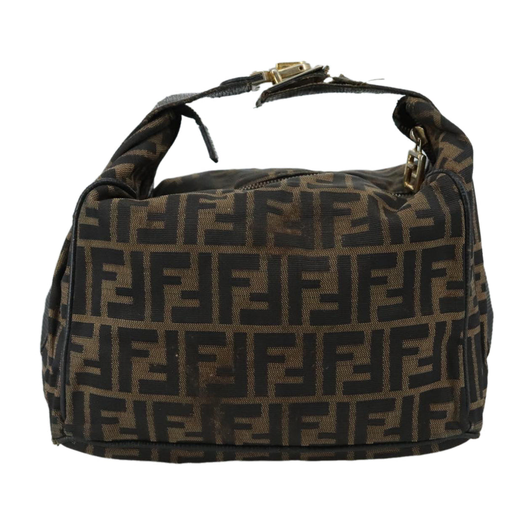 FENDI Zucca Canvas Vanity Pouch Brown Black 107277