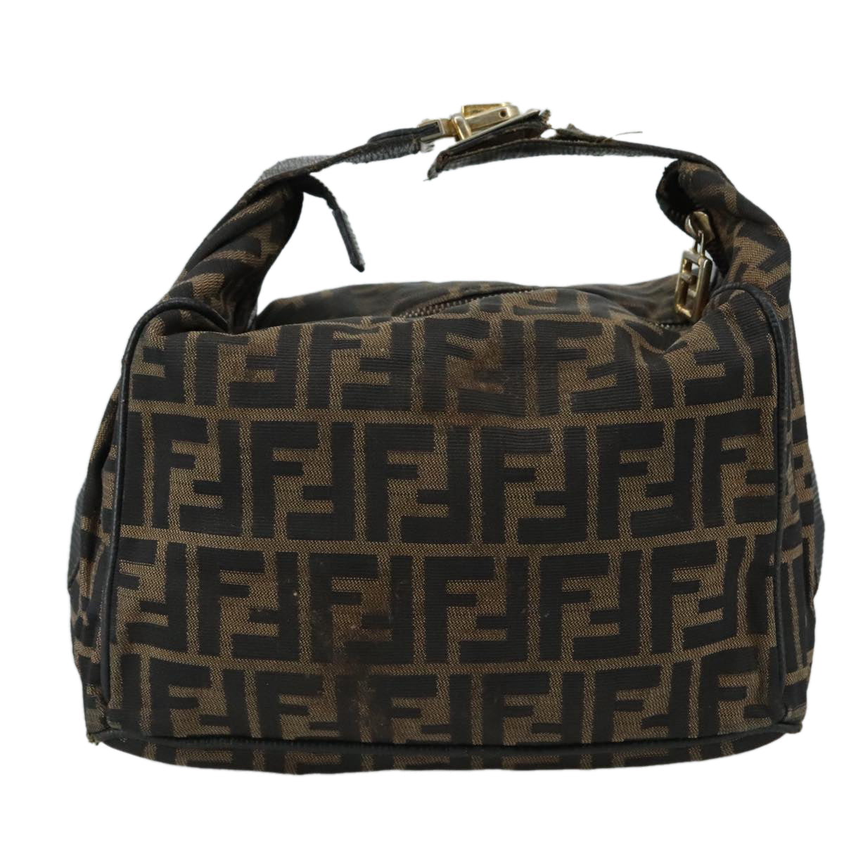 FENDI Zucca Canvas Vanity Pouch Brown Black 107277