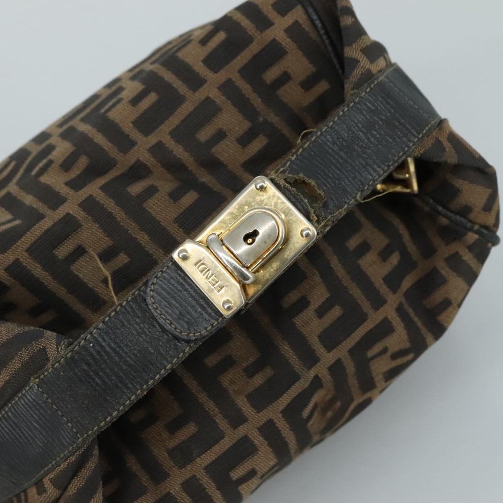 FENDI Zucca Canvas Vanity Pouch Brown Black 107277