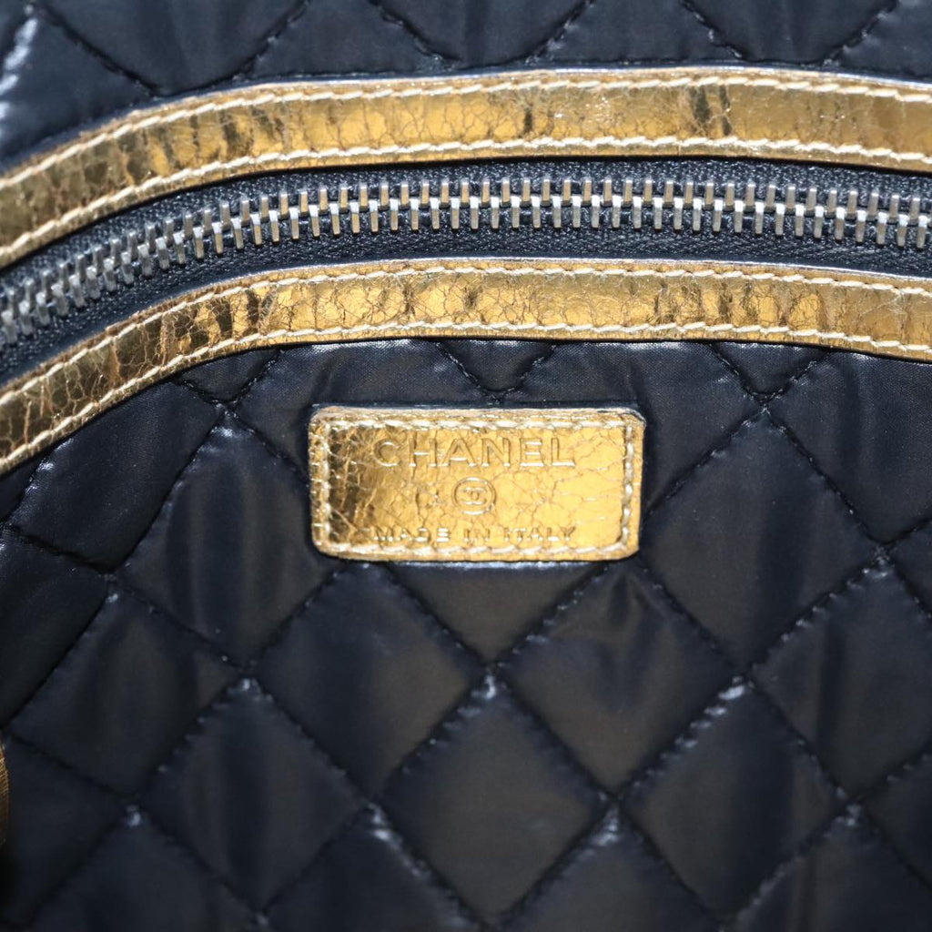 CHANEL Clutch Bag Leather Gold CC 107504