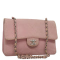 CHANEL Matelasse Chain Shoulder Bag Cotton Pink Silver CC 107505