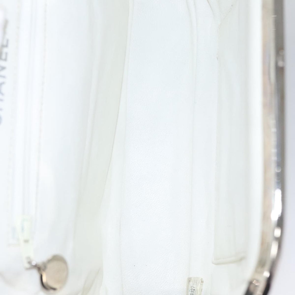 CHANEL Matelasse Hand Bag Canvas White CC 107506