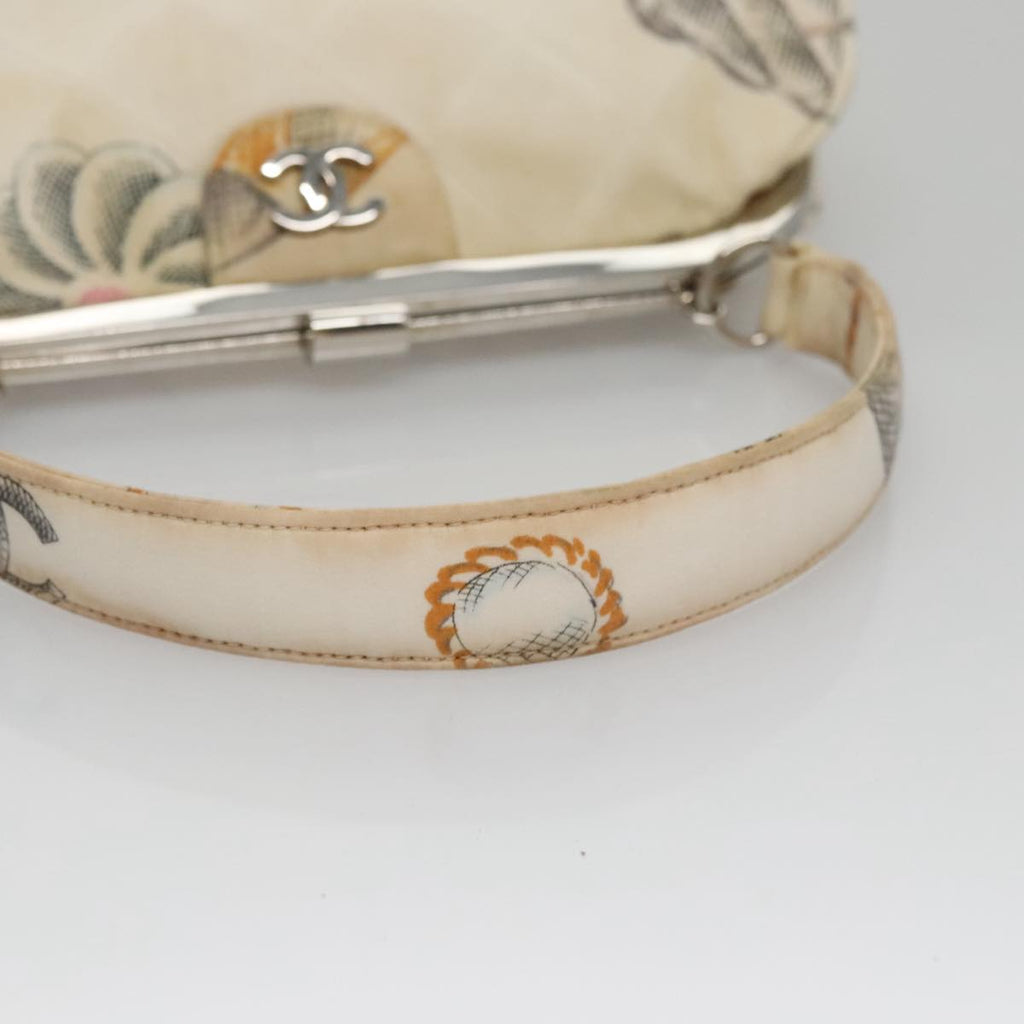 CHANEL Matelasse Hand Bag Canvas White CC 107506