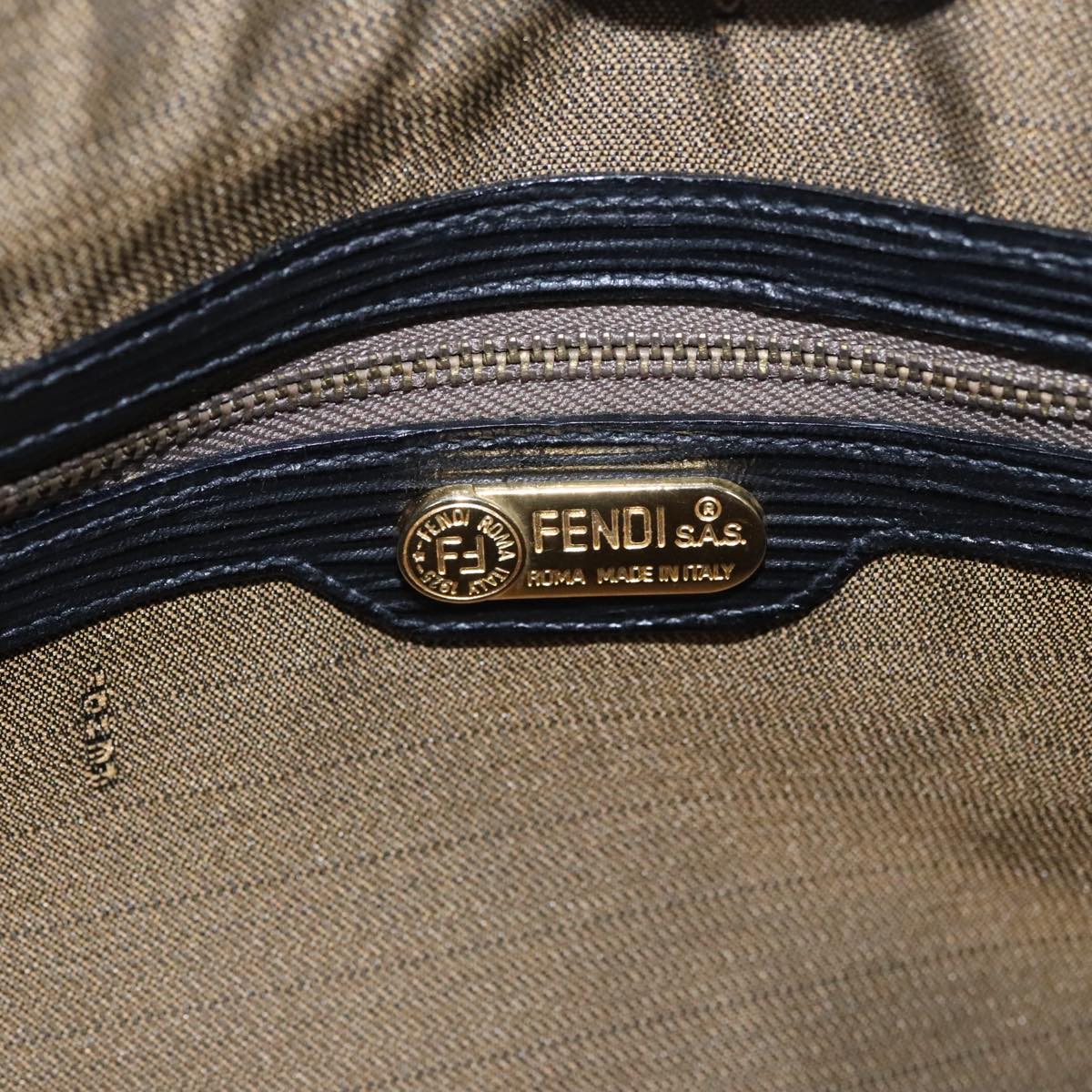 FENDI Pecan Canvas Hand Bag Brown 107549