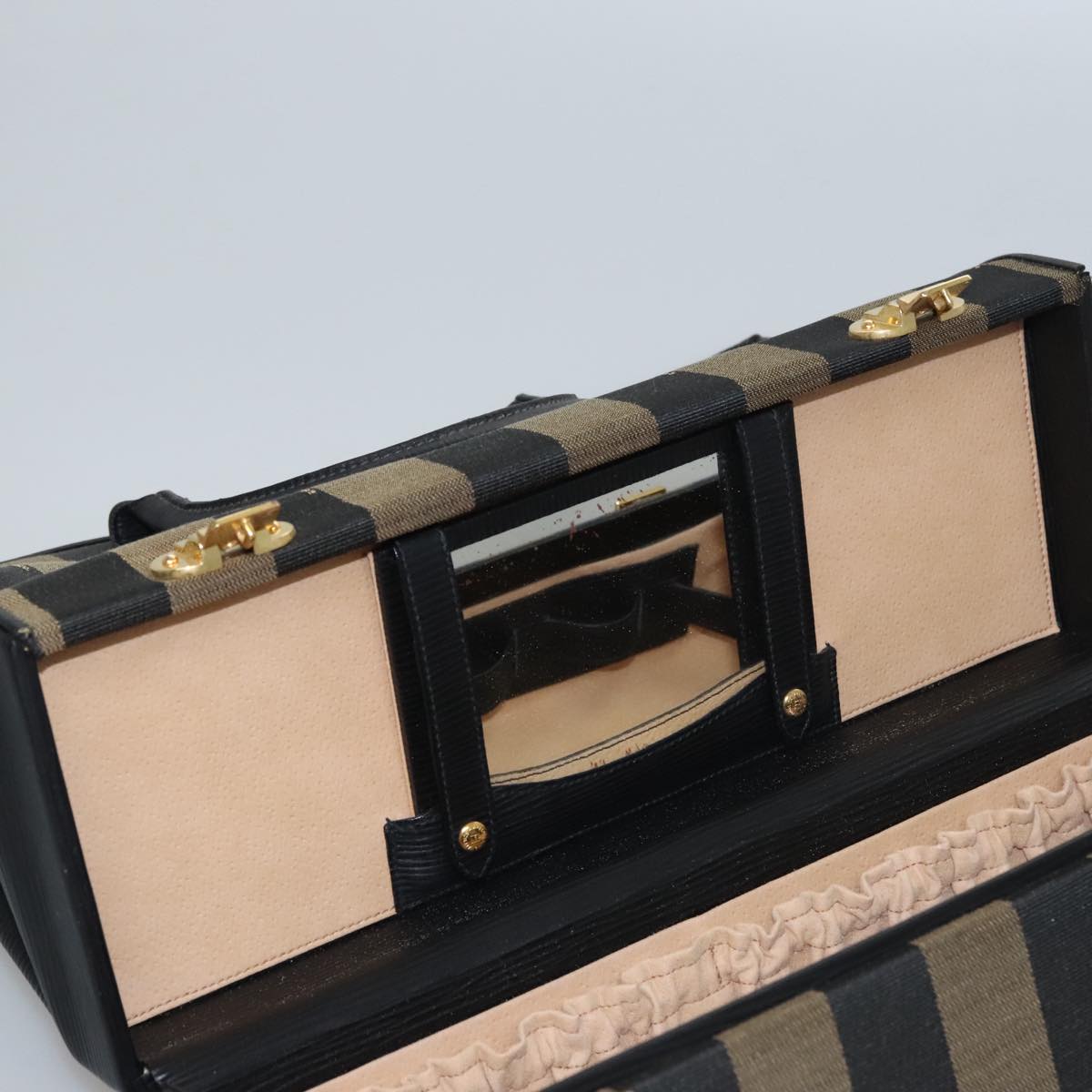 FENDI Pecan Canvas Hand Bag Brown 107549