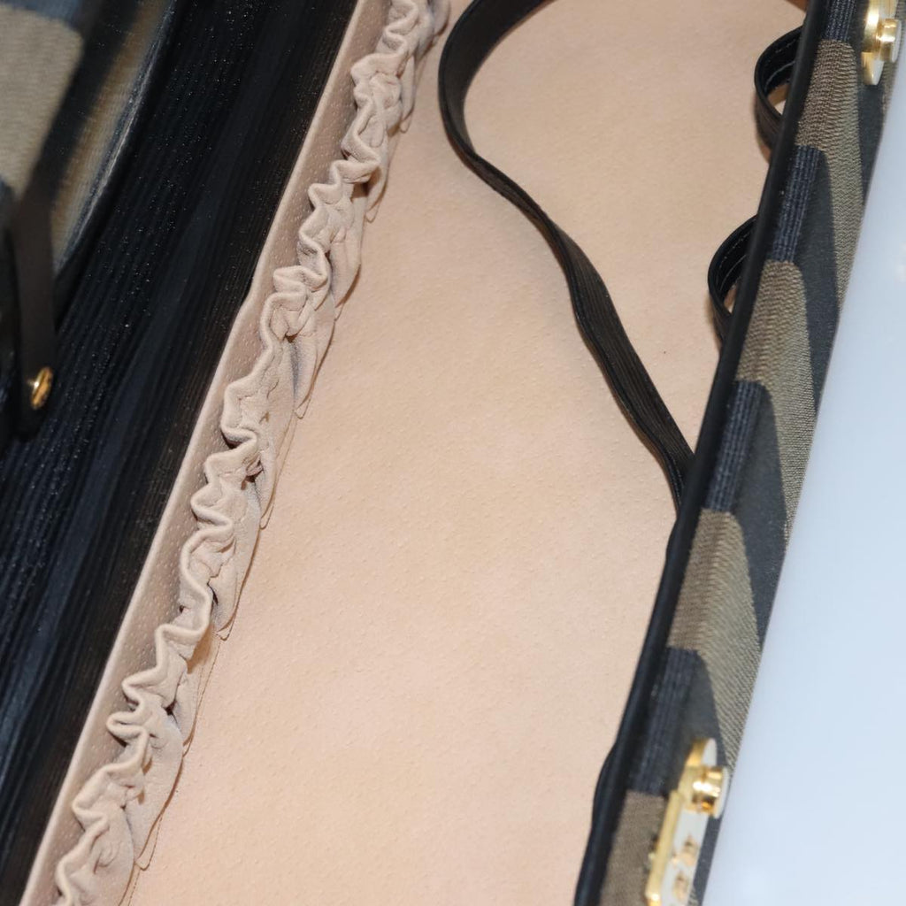 FENDI Pecan Canvas Hand Bag Brown 107549