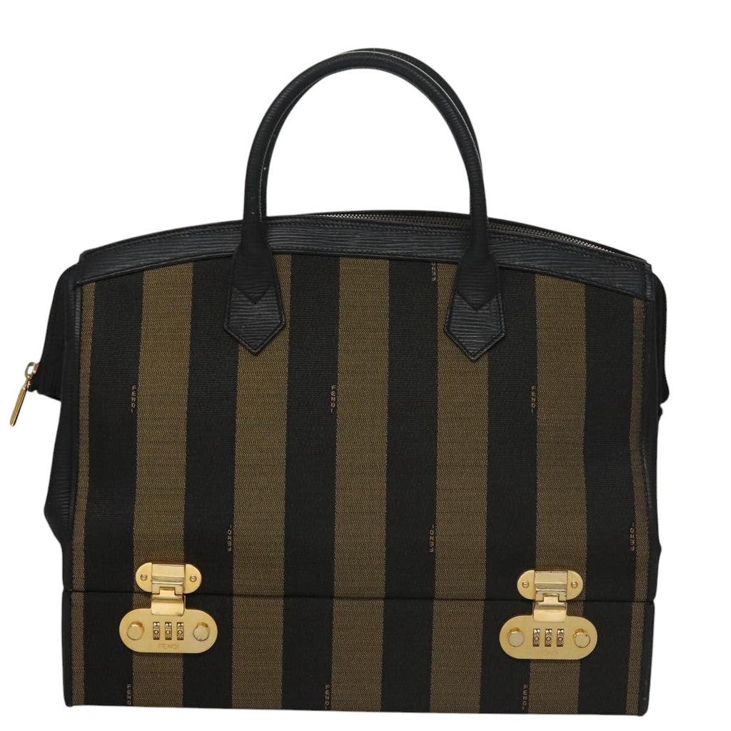 FENDI Pecan Canvas Hand Bag Brown 107549